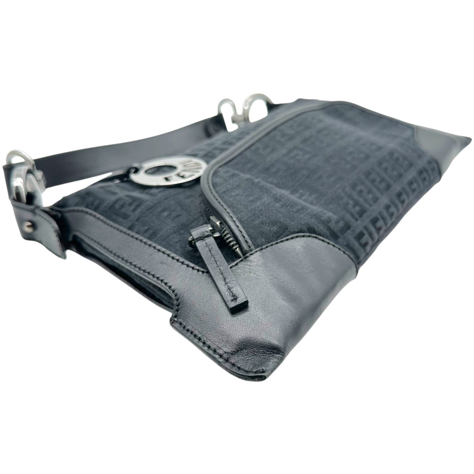 Fendi Black Zucchino Monogram Shoulder Bag