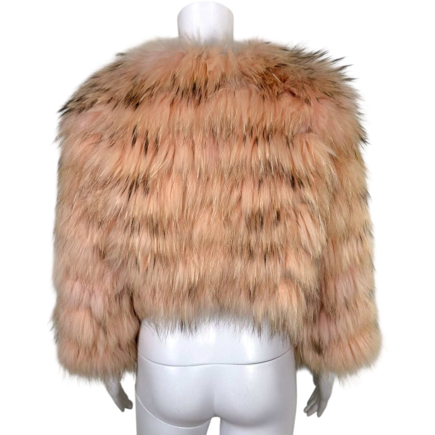 Sonia Rykiel Pink Raccoon Fur 3/4 Sleeve Cropped Jacket