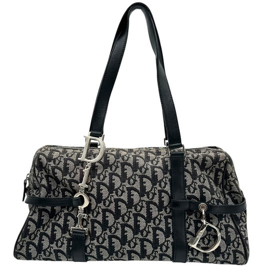 Christian Dior Metal Black Trotter Monogram Logo Charm Shoulder Bag - Outfit Repeater