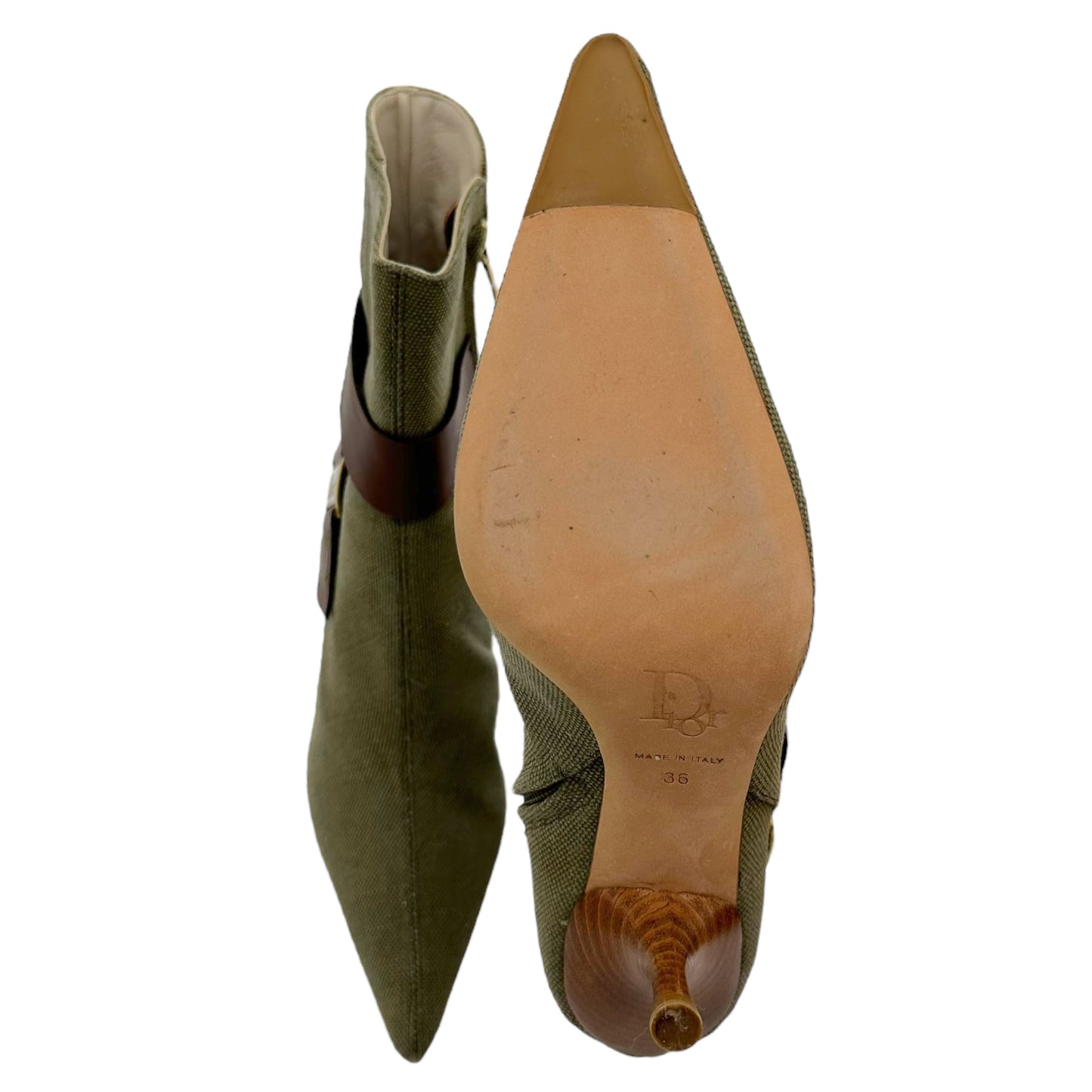 Dior Street Chic Khaki Green Heeled Booties