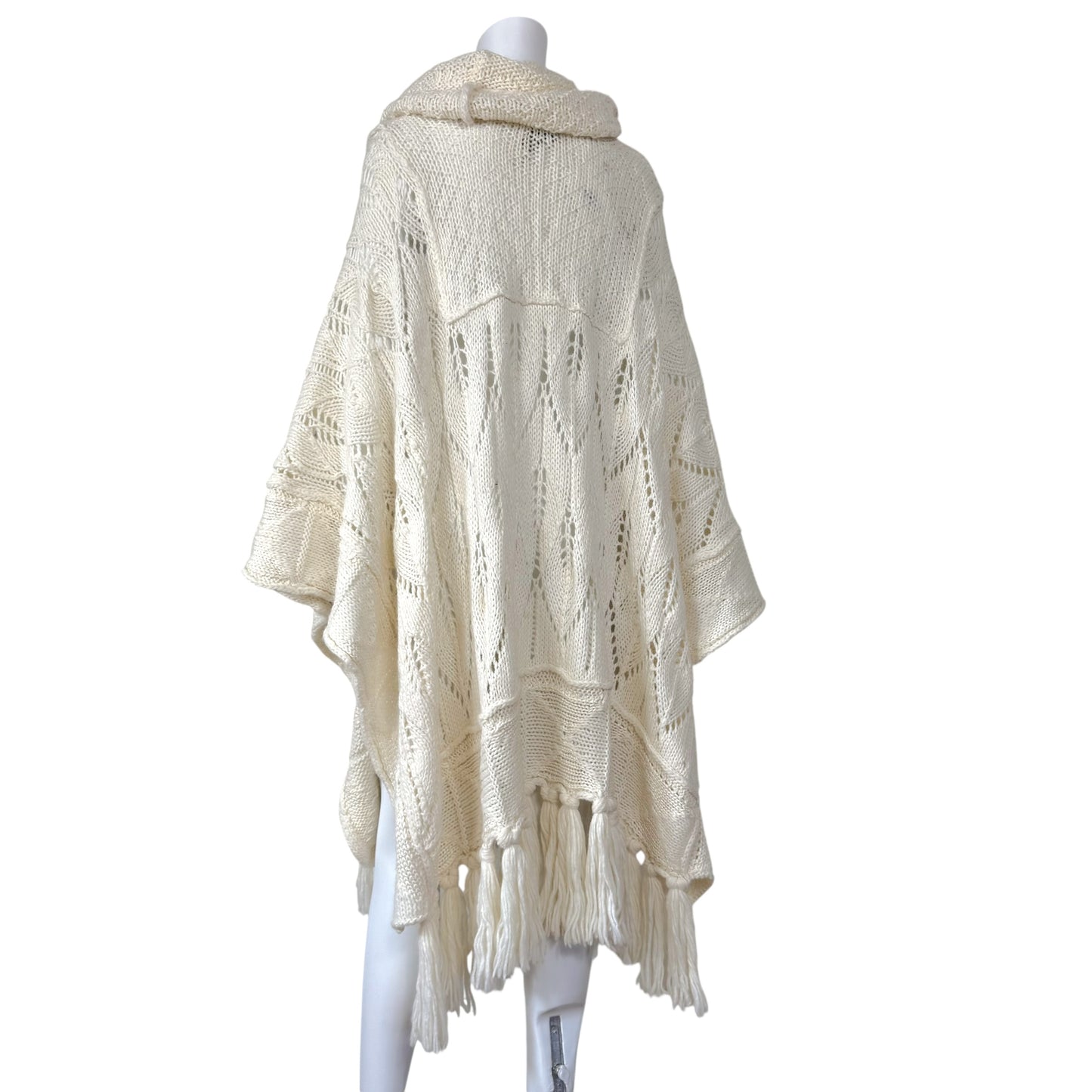 Just Cavalli Roberto Cavalli Ivory Fringe Knit Poncho