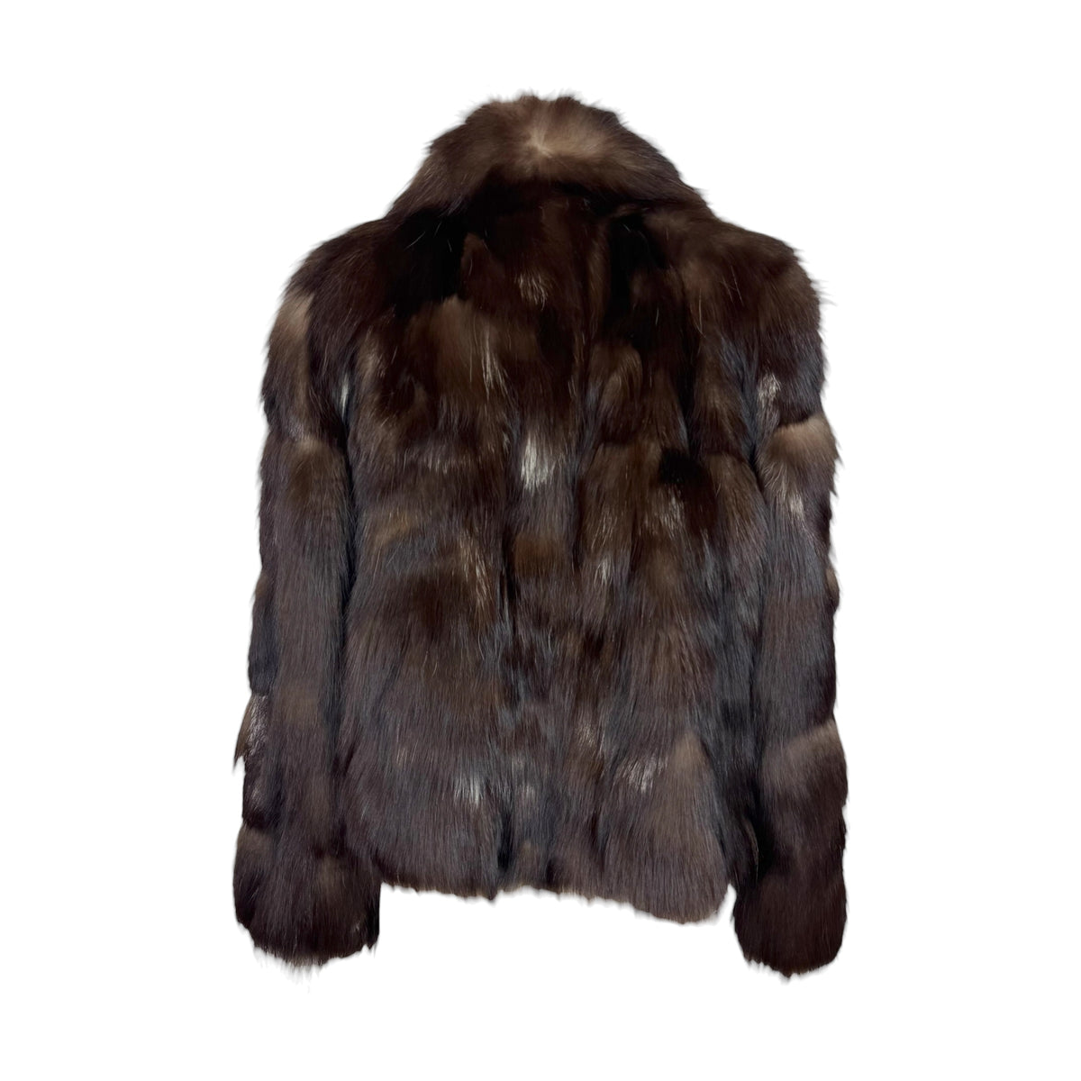 Brown Fox Fur Coat Full-Length Vintage Early 2000s