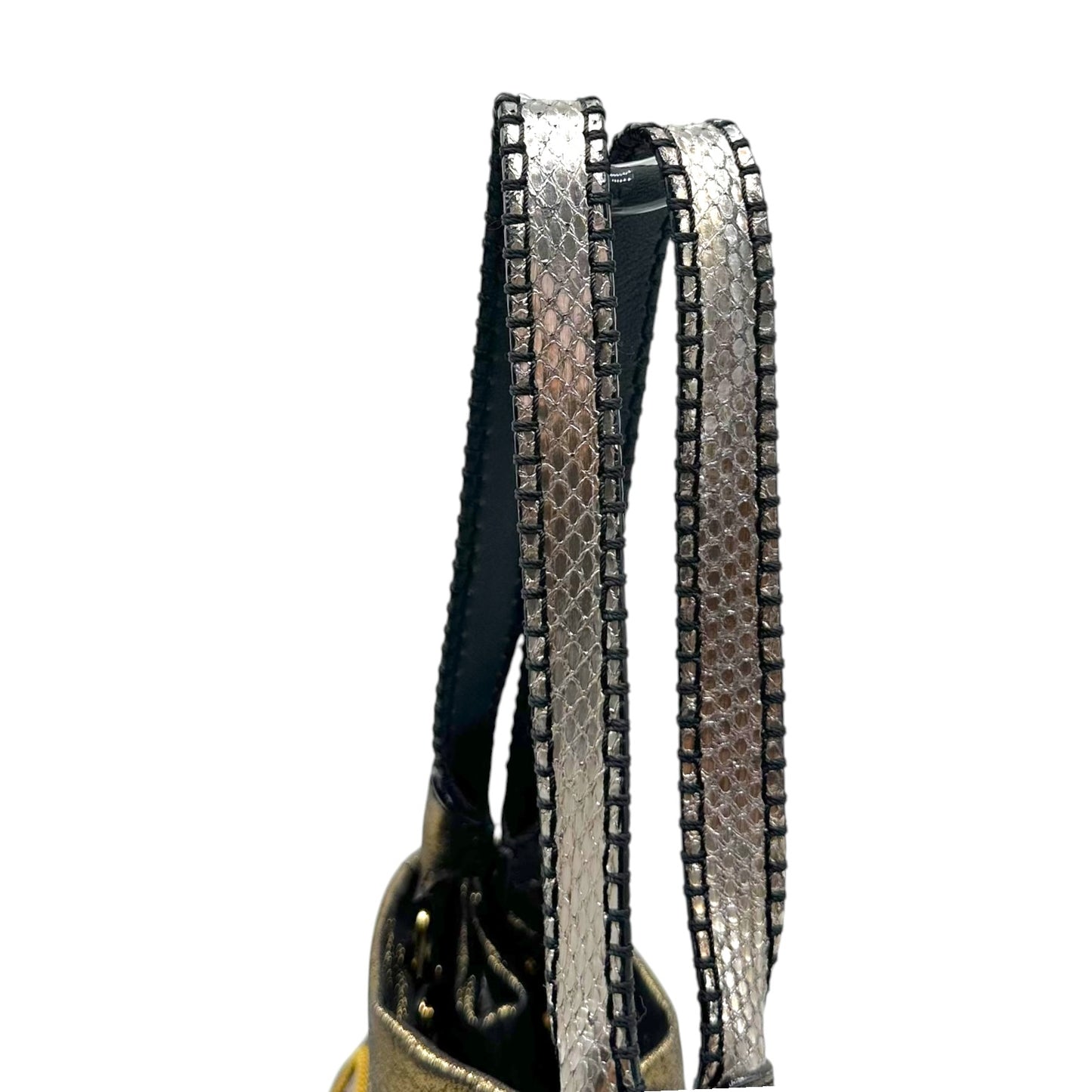 Louis Vuitton S/S 2009 Sunbird Gold & Silver Snakeskin & Canvas Tote Bag