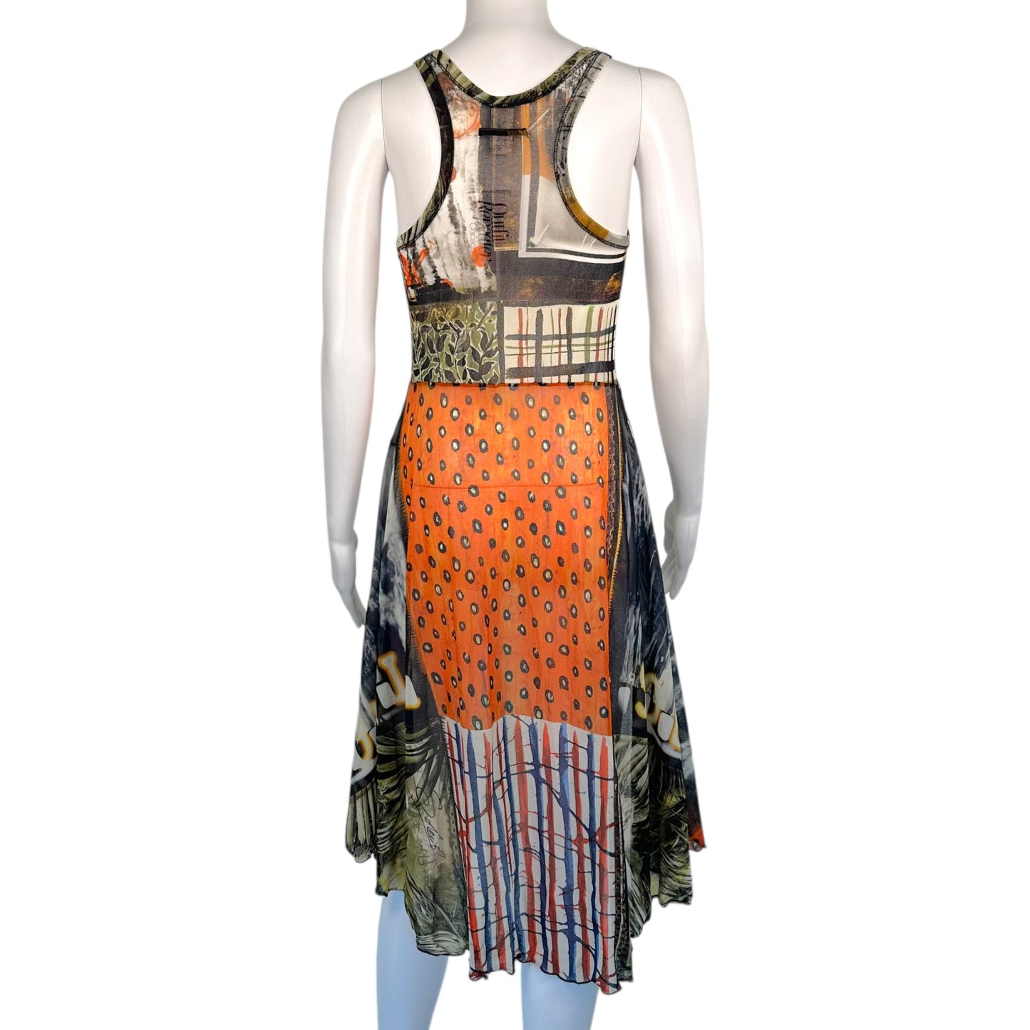 Jean Paul Gaultier Soleil Mesh High-Low Printed Mesh Tank