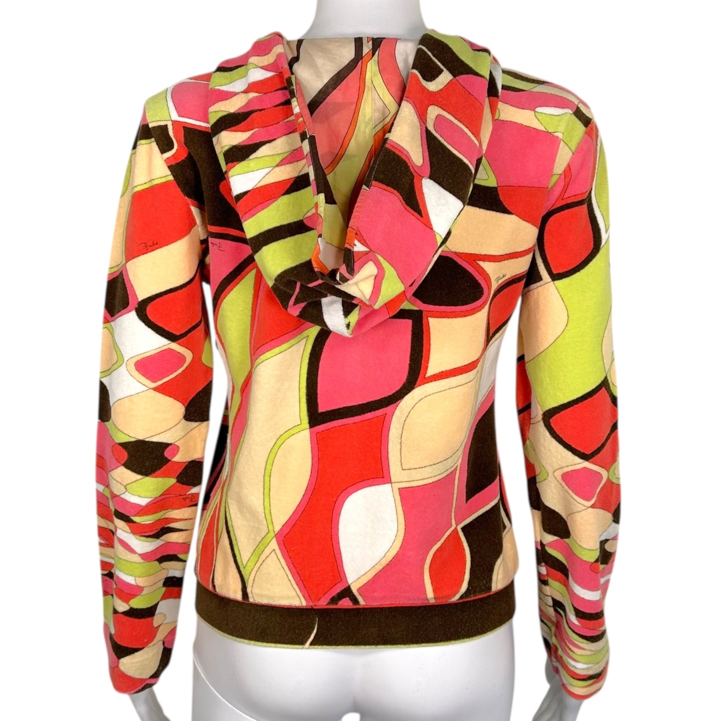 Emilio Pucci Pink & Brown Printed Terrycloth Hoodie