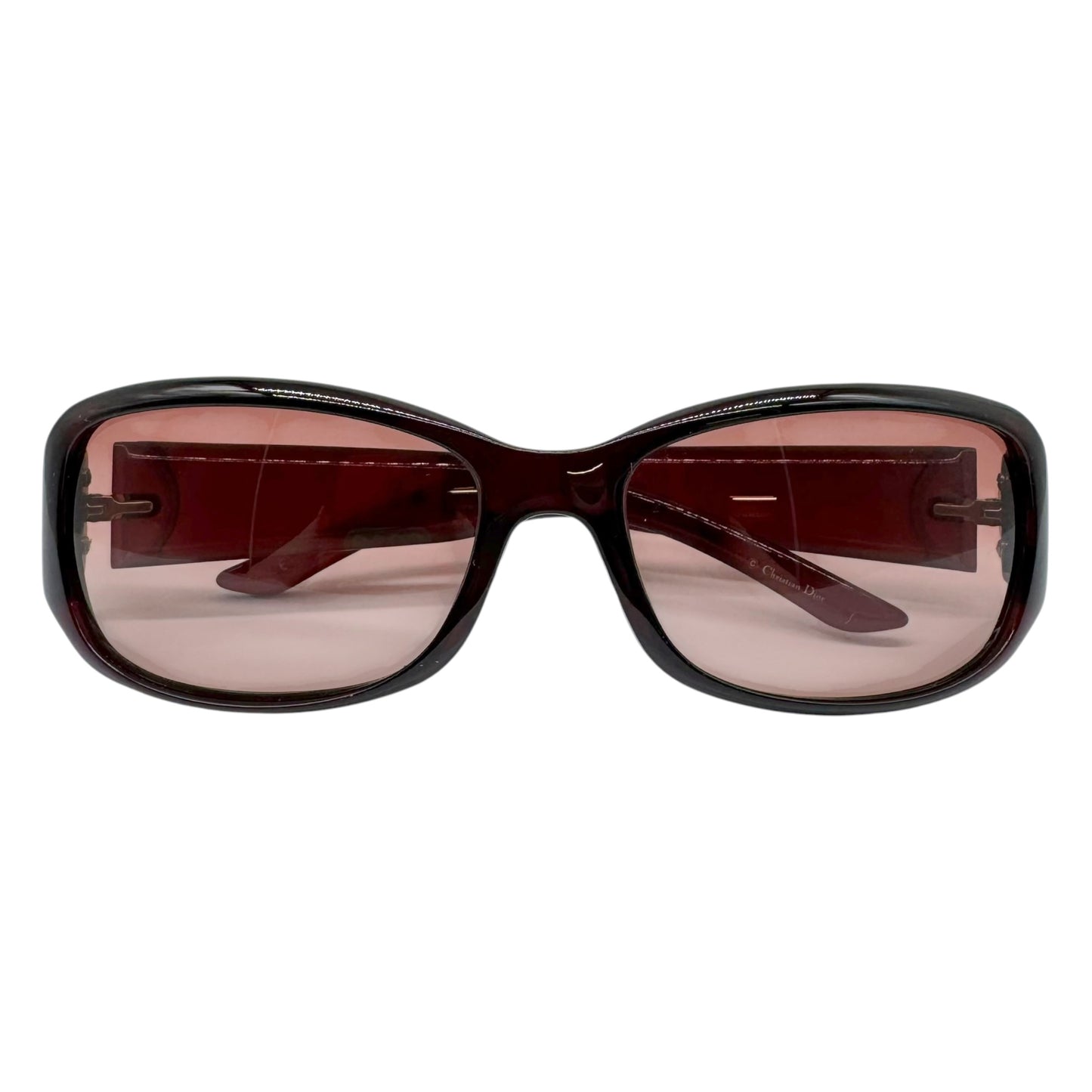 Christian Dior Burgundy Rectangle Sunglasses with Star Logo