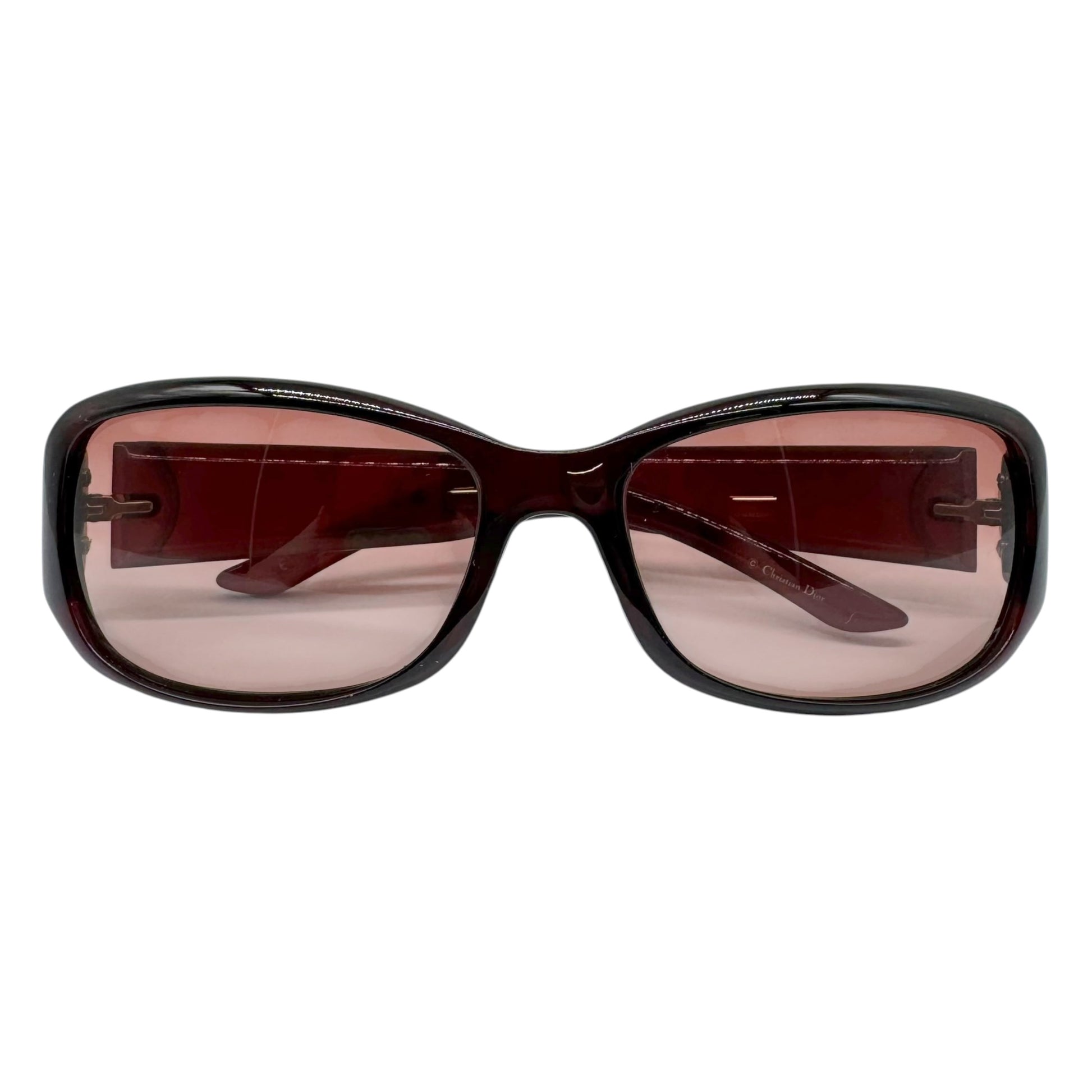 Christian Dior Burgundy Rectangle Sunglasses with Star Logo