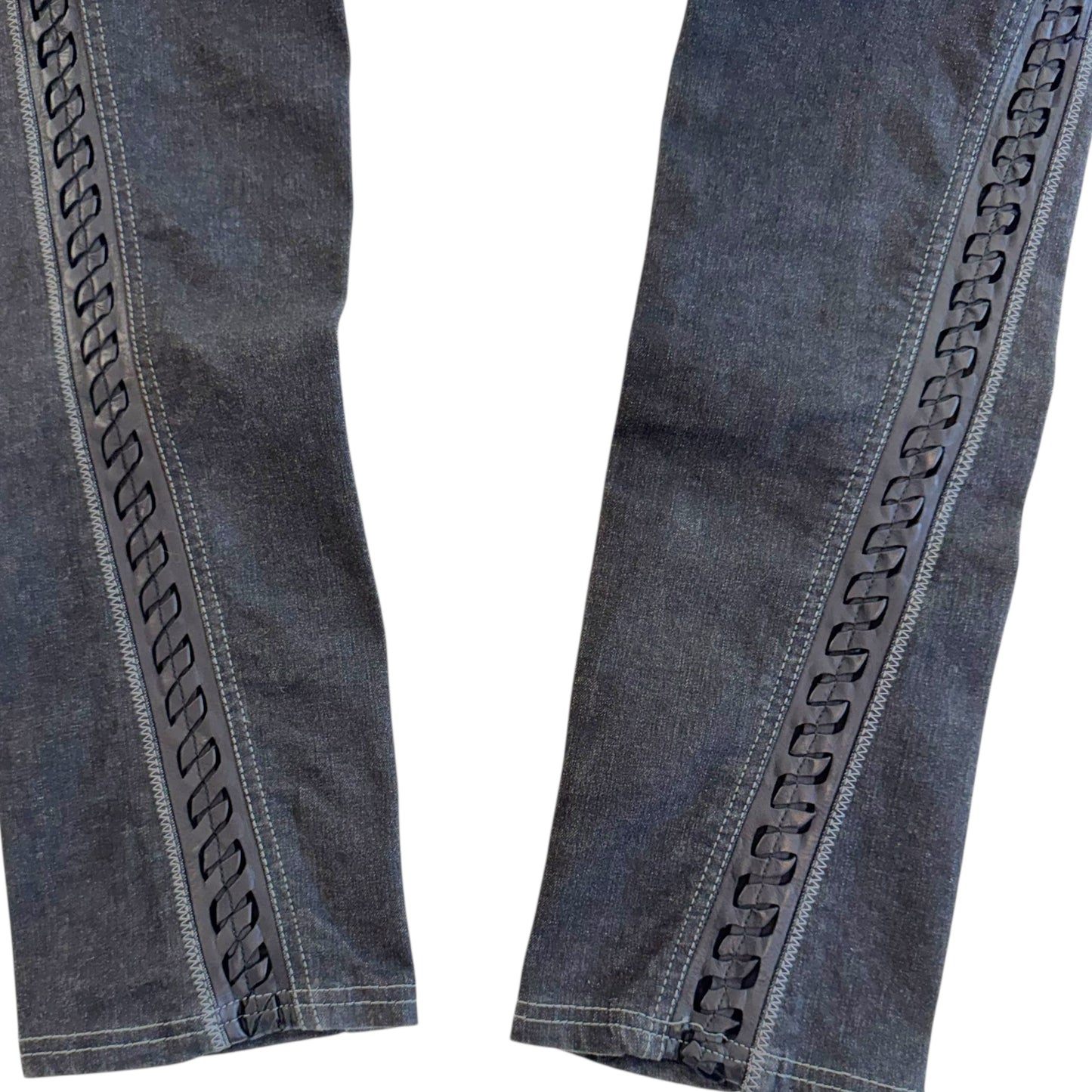 Christian Dior F/W 2006 Leather Stitch Trim Low Rise Dark Wash Jeans