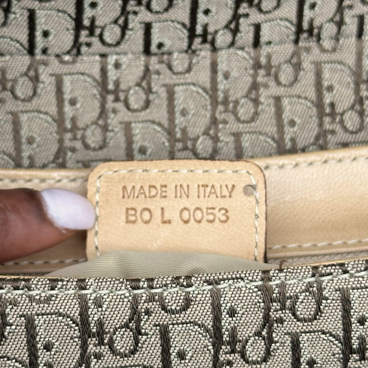 Christian Dior Shoulder Bag Tan Monogram Canvas Leather