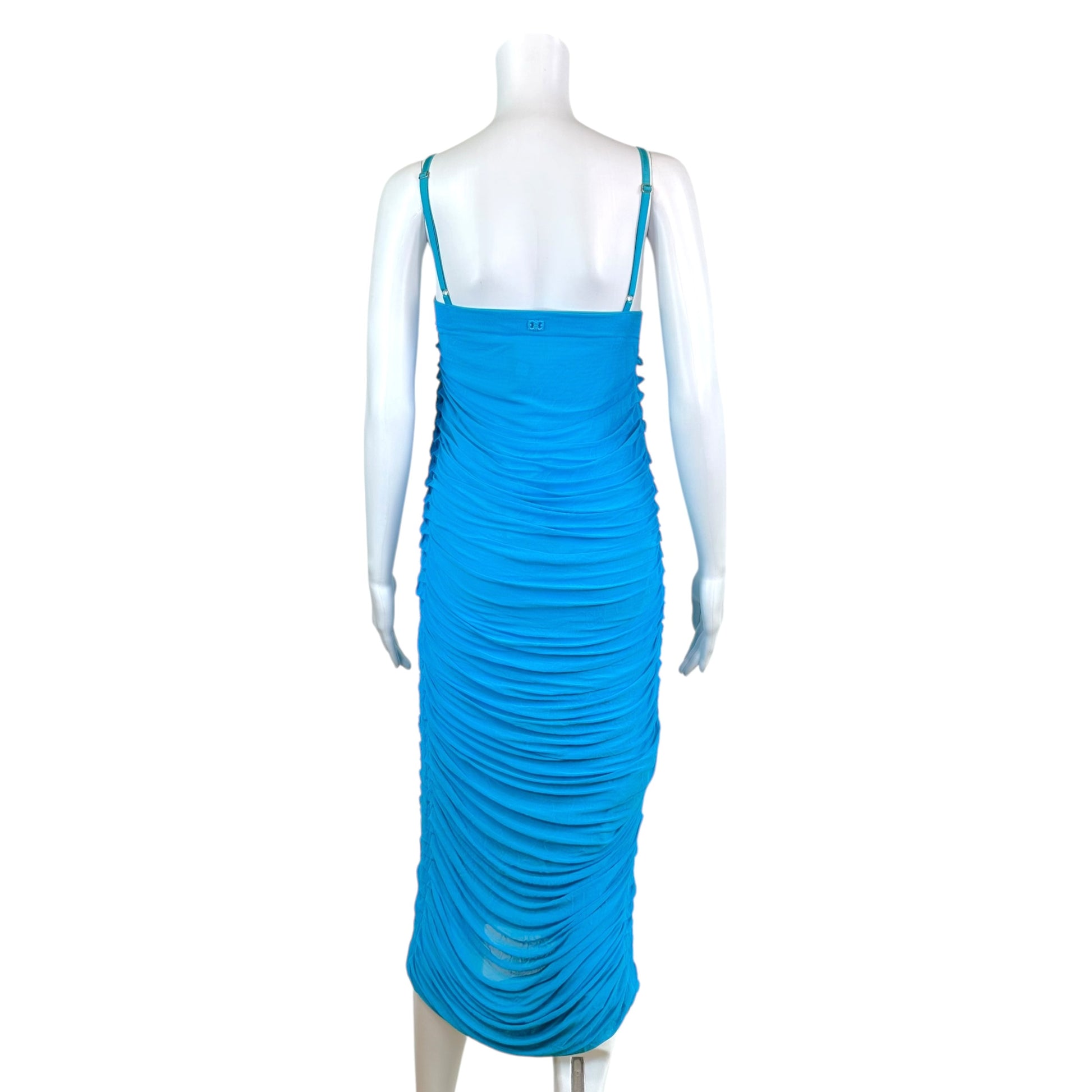 Roberto Cavalli Midi Dress Bright Turquoise Blue Pleated