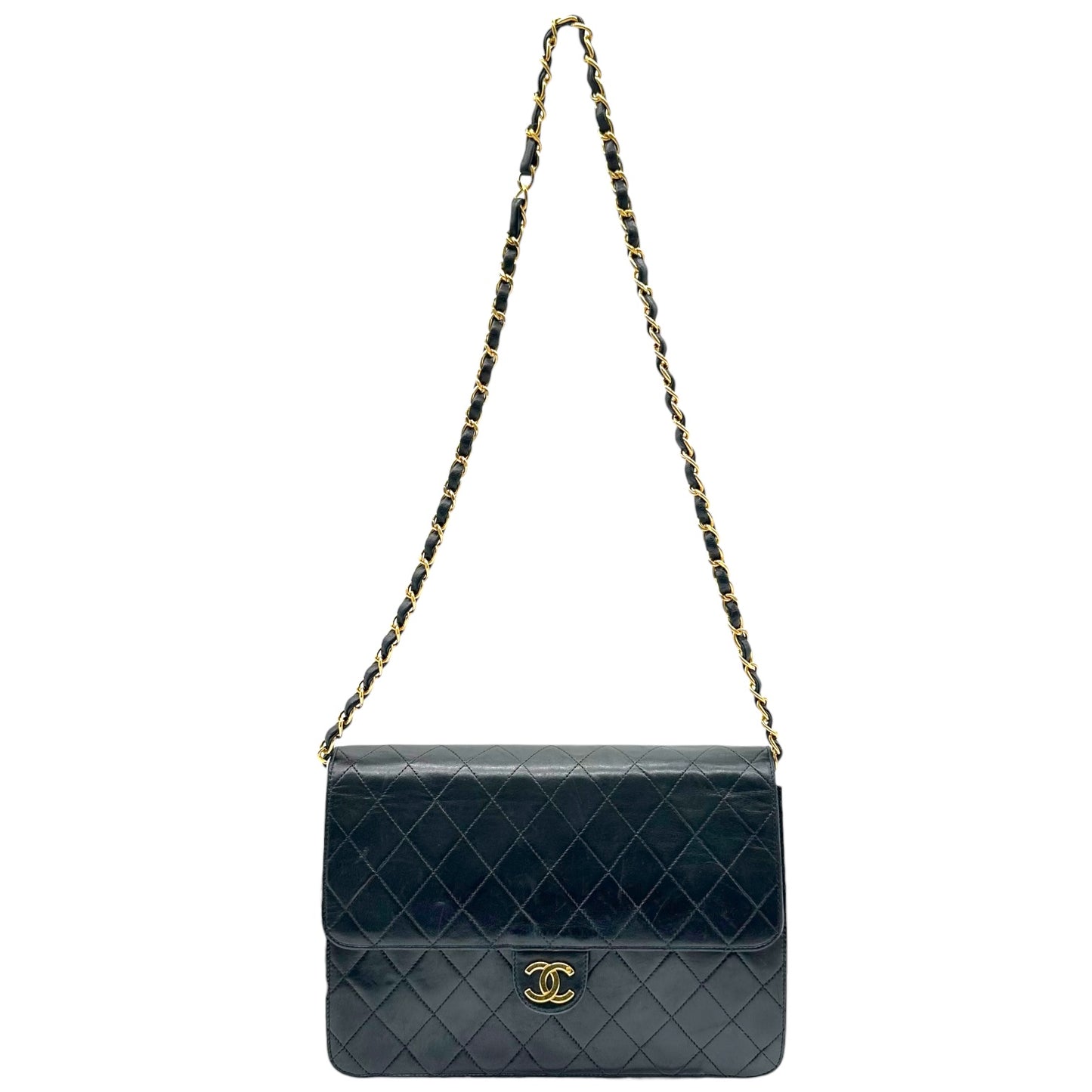 Chanel Black Lambskin Small Snap Flap Bag 1996-98