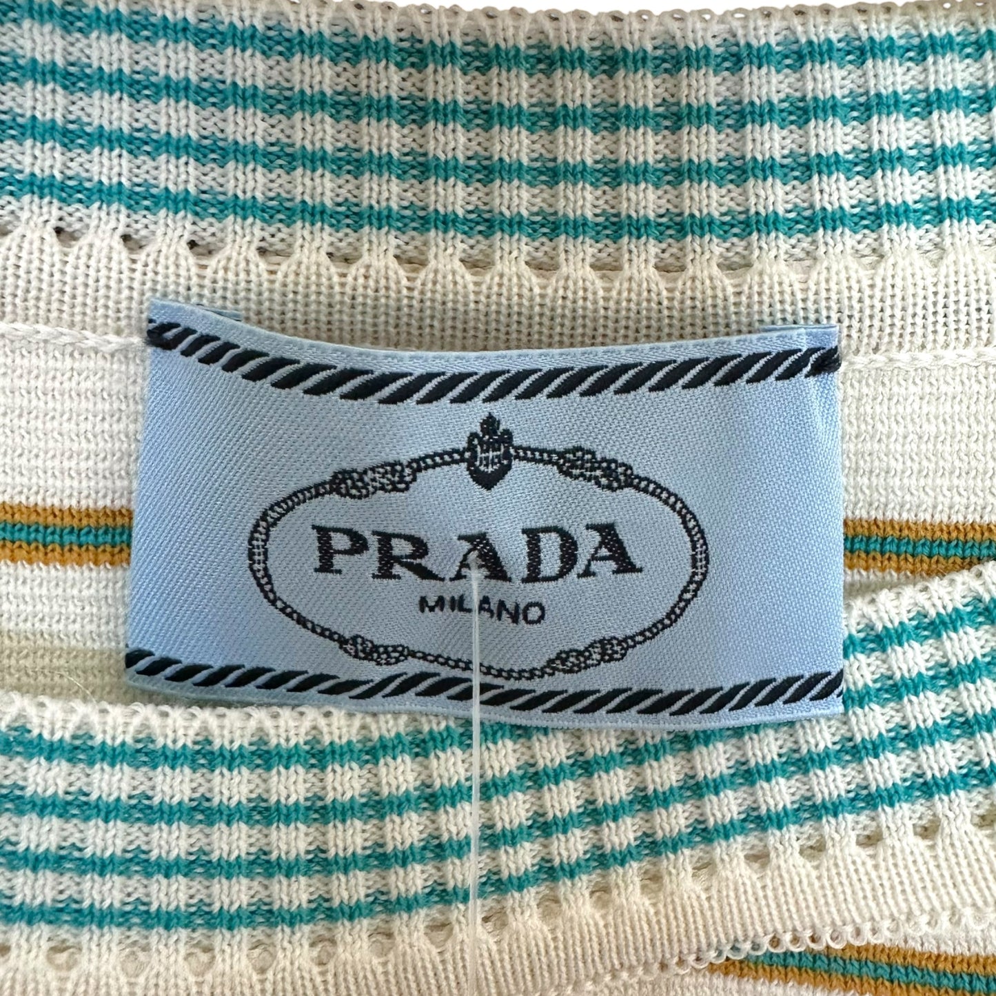 Prada Knit Mini Dress Blue Striped Sleeveless Relaxed Fit