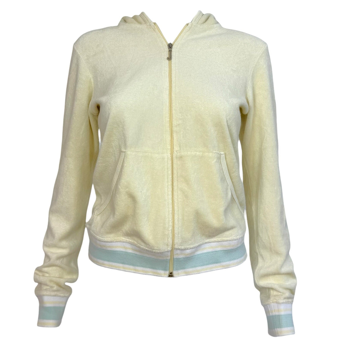 Juicy Couture Butter Yellow & Baby Blue Loop Terry Zip-Up Hoodie