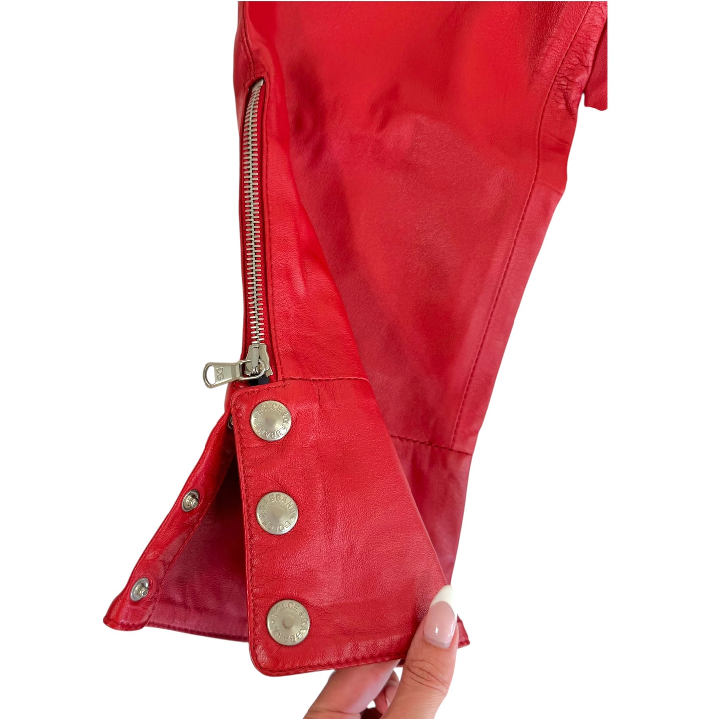 Dolce & Gabbana Red Leather Capri Pants