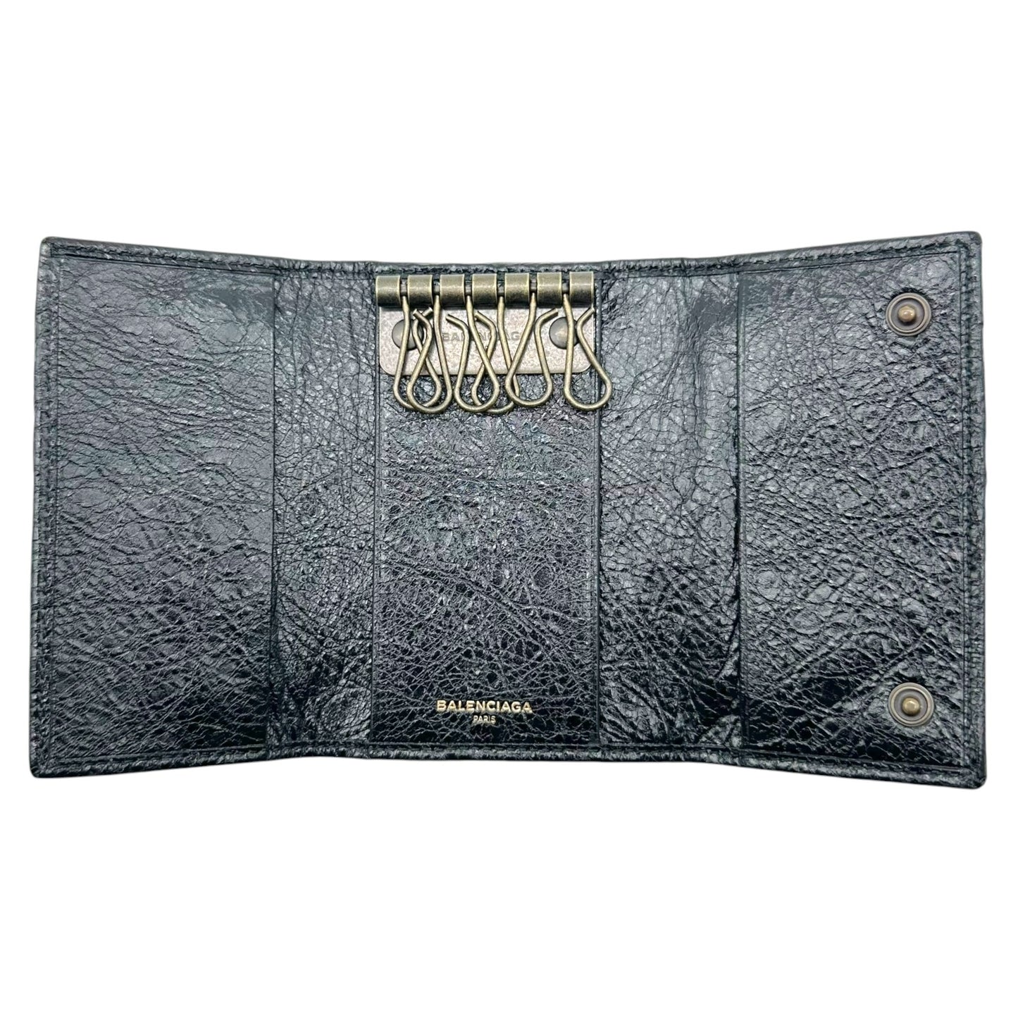Balenciaga Black Leather City Key Pouch
