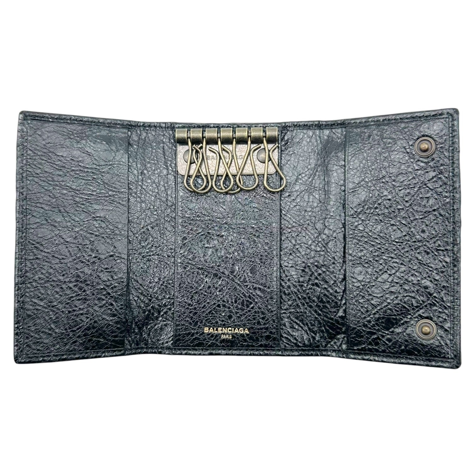 Balenciaga Black Leather City Key Pouch