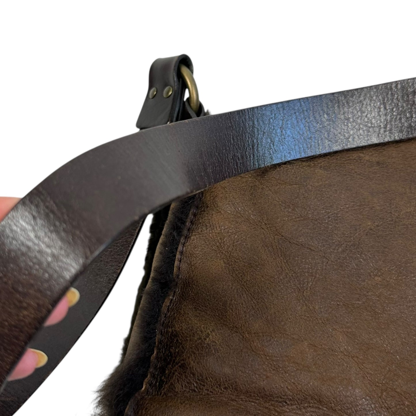 Dolce & Gabbana Brown Shearling Butterfly Messenger Bag