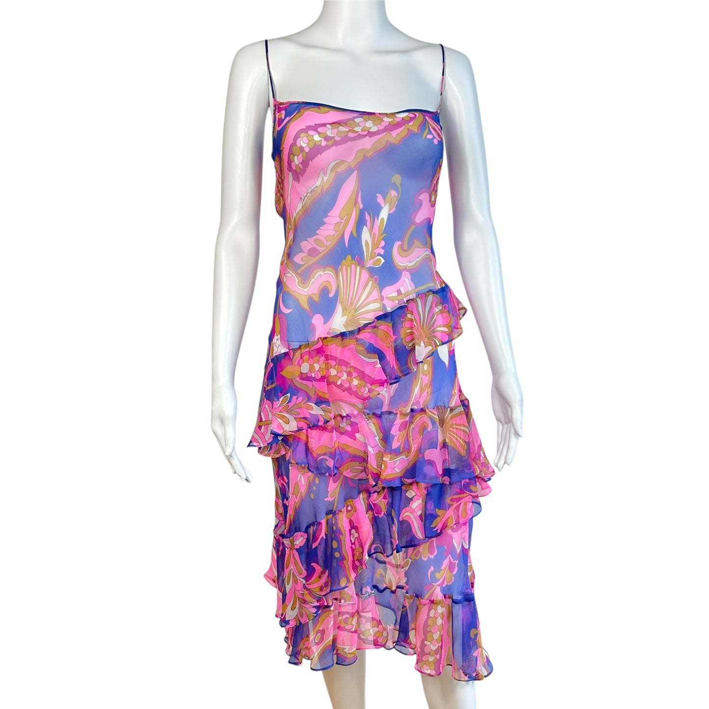 Dolce & Gabbana Sheer Silk Slip Dress Pink Purple Floral
