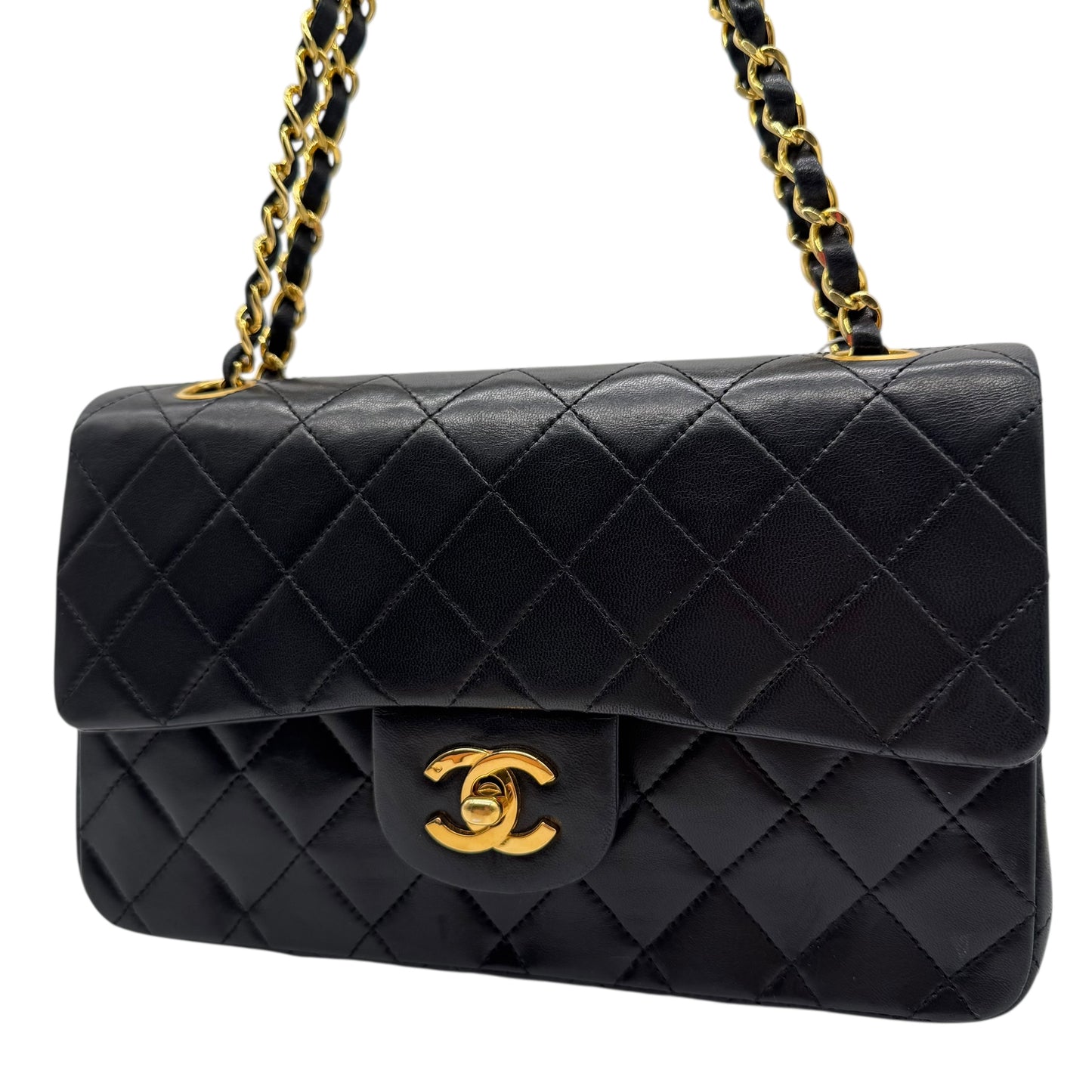 Chanel Black Matelasse Lambskin Small Classic Flap Bag 1989-91 - Outfit Repeater