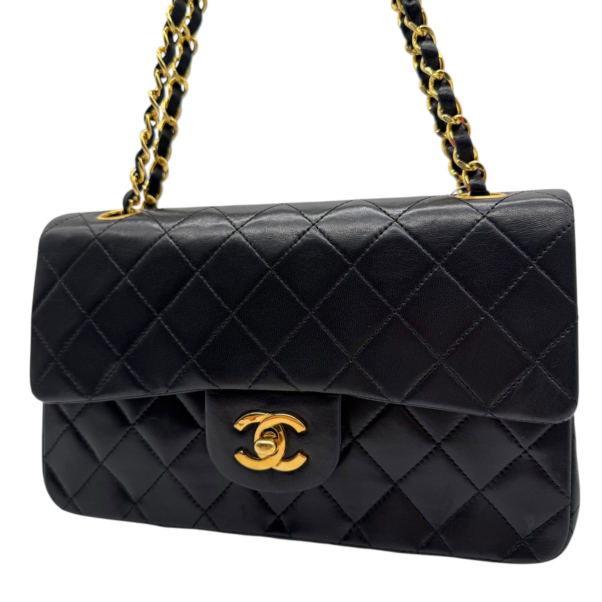 Chanel Black Matelasse Lambskin Small Classic Flap Bag 1989-91 - Outfit Repeater