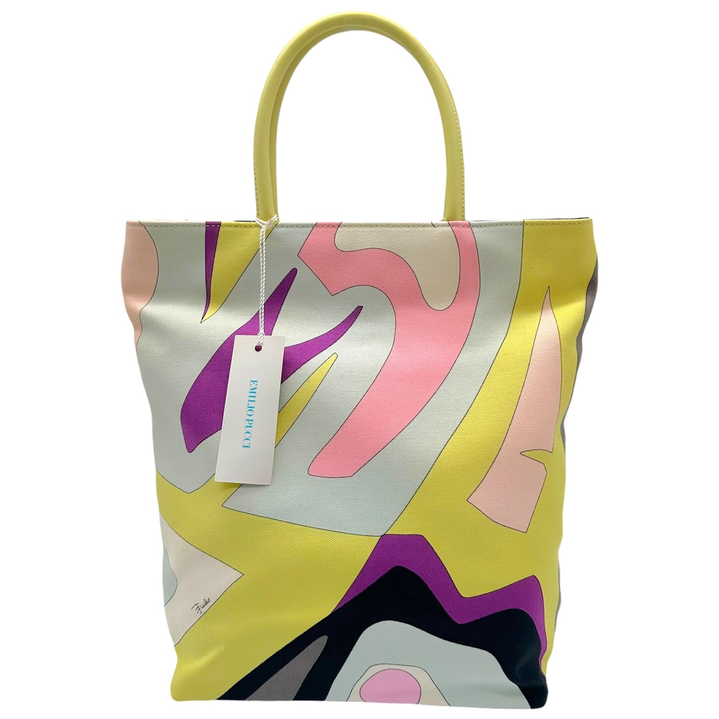 Emilio Pucci Green Multicolor Printed Tote Handbag NEW