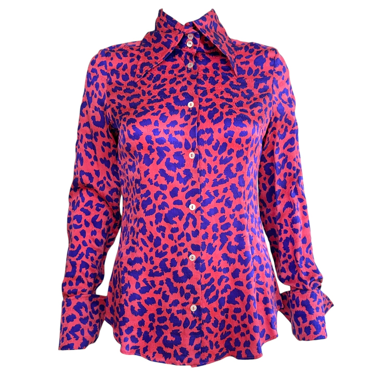 Dolce & Gabbana Silk Blouse Pink Purple Leopard Print