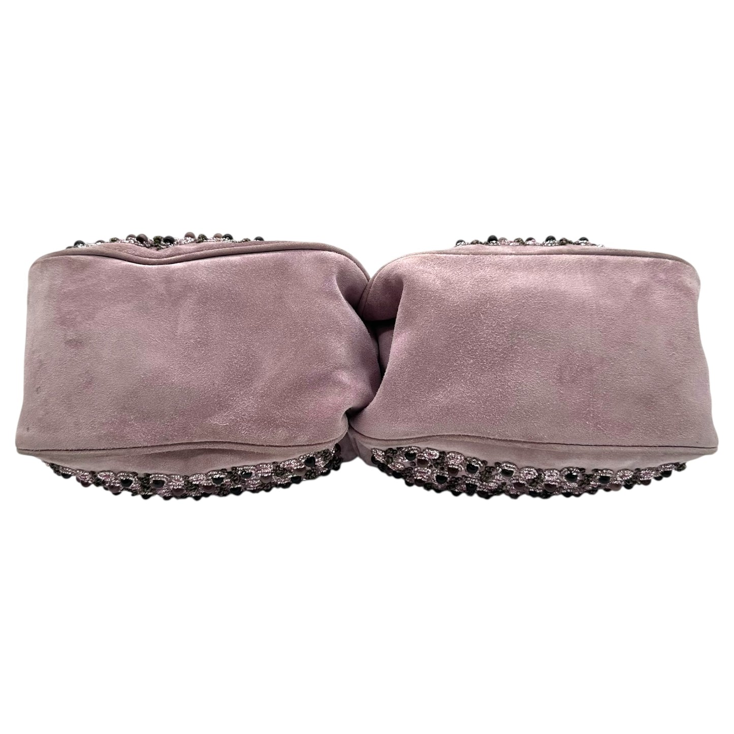 Bottega Veneta Limited Edition Lavender Suede Beaded Shoulder Bag - Outfit Repeater