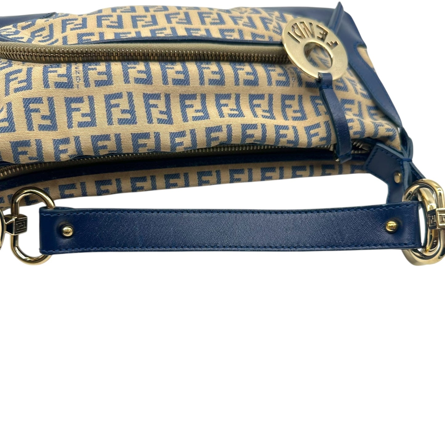 Fendi Blue Zucchino Monogram Shoulder Bag