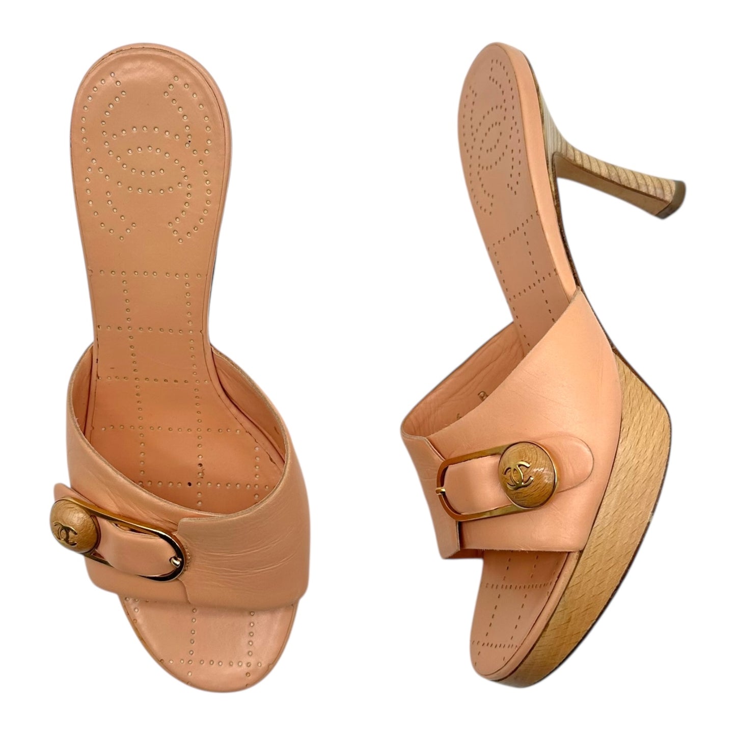 Chanel Light Pink Safety Pin Mule Heels