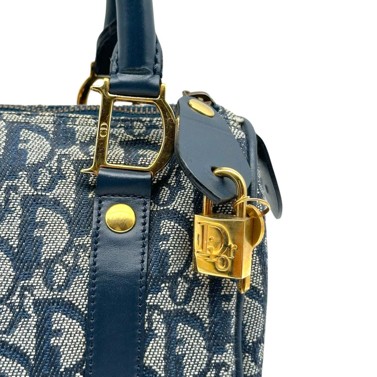 Christian Dior Mini Boston Bag Blue Trotter Monogram