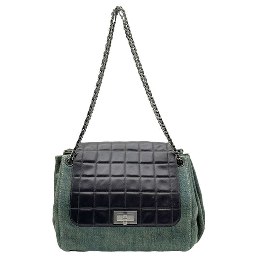 Chanel Denim & Leather Chocolate Bar Accordion Bag 2000-02