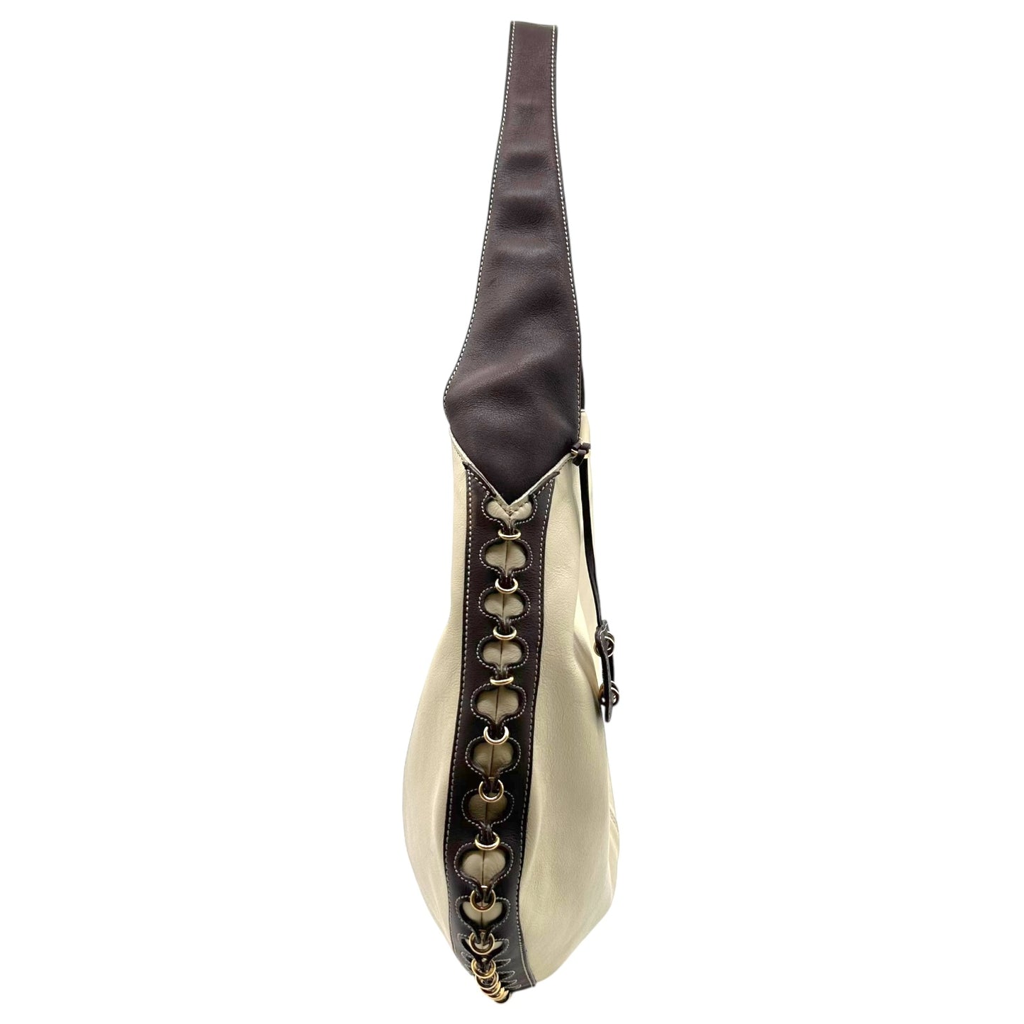 Loewe Ivory Leather Pierced Hobo Bag