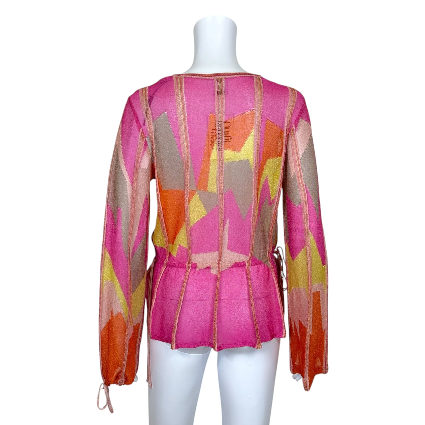 M Missoni Pink & Orange Metallic Semi-Sheer Knit Blouse NEW
