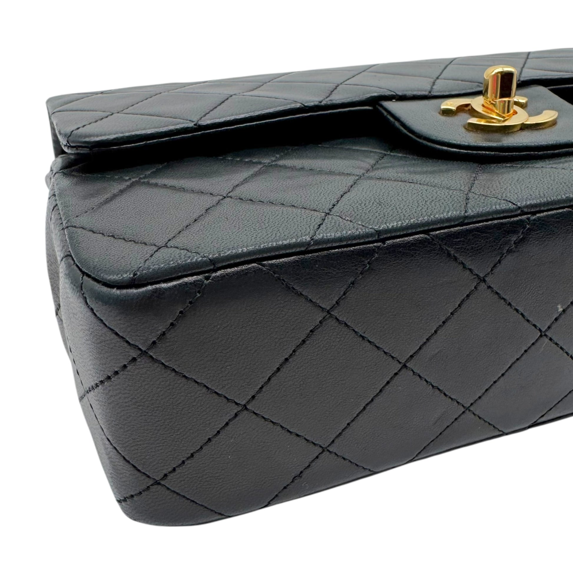 Chanel Black Lambskin Matelasse Small Classic Double Flap Bag
