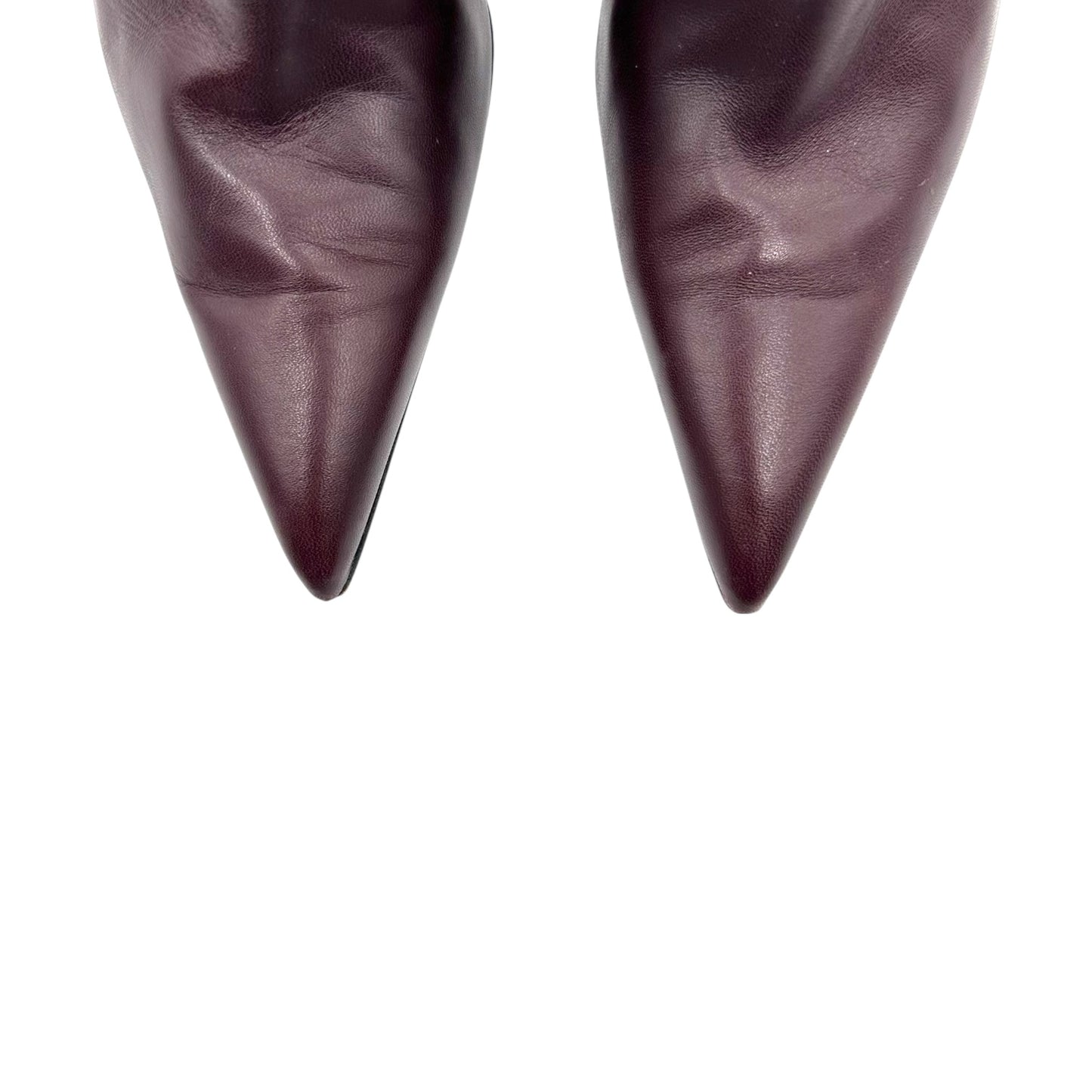 Versace Burgundy Studded Pointed Toe Heeled Boots