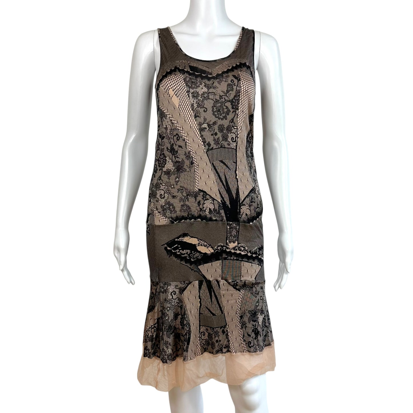 Christian Dior S/S 2006 Lingerie Lace Print Knit Silk Mini Dress