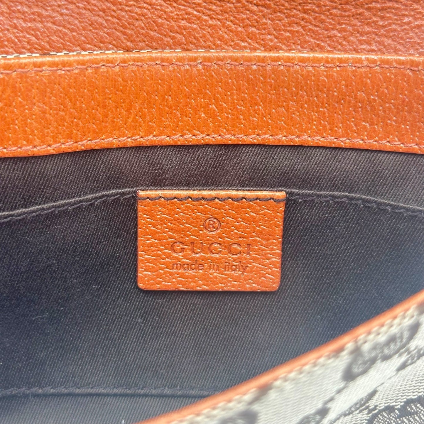 Gucci Tan Monogram & Studded Leather Pochette Bag