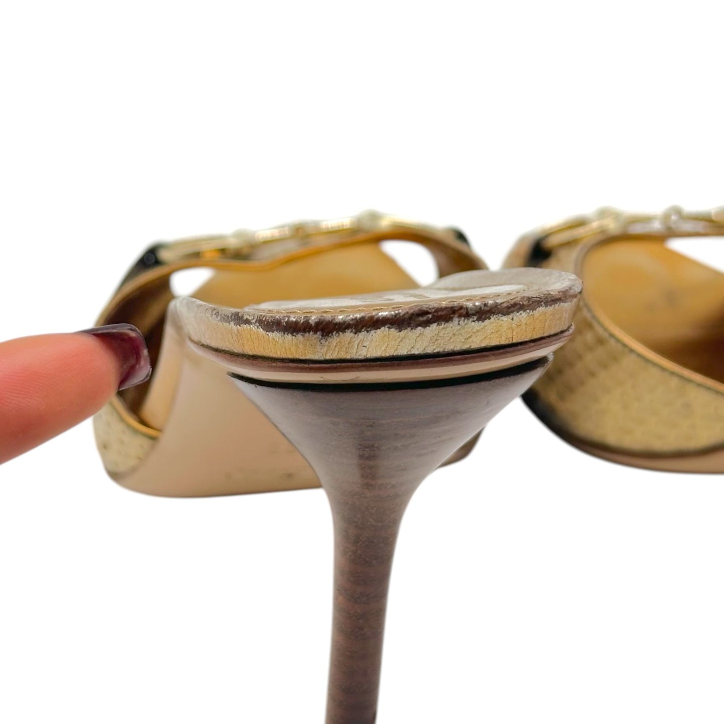 Gucci Gold Python Heeled Mule Sandals