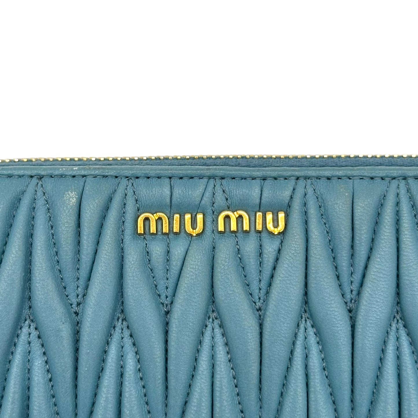 Miu Miu Blue Quilted Matelasse Leather Long Wallet - Outfit Repeater