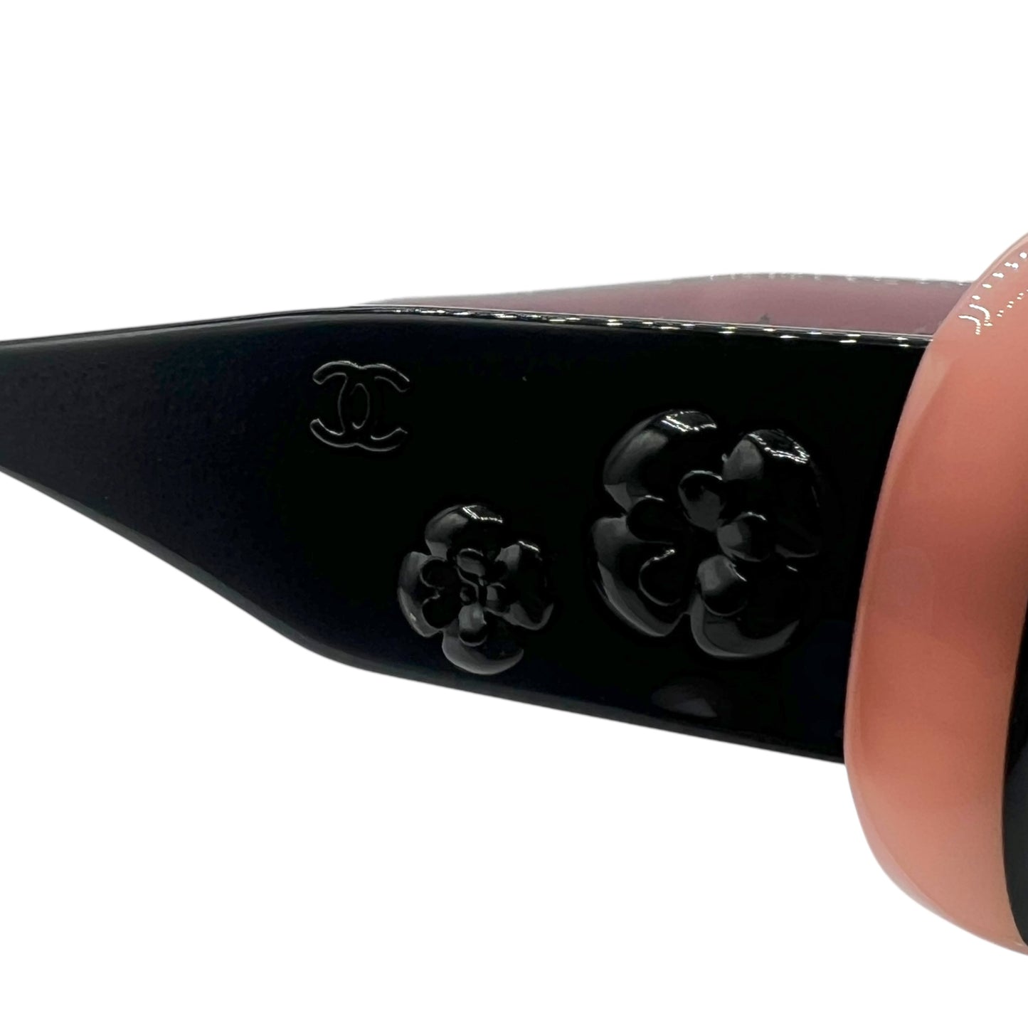 Chanel 5113-A Pink & Black Camellia Flower Oversized Sunglasses