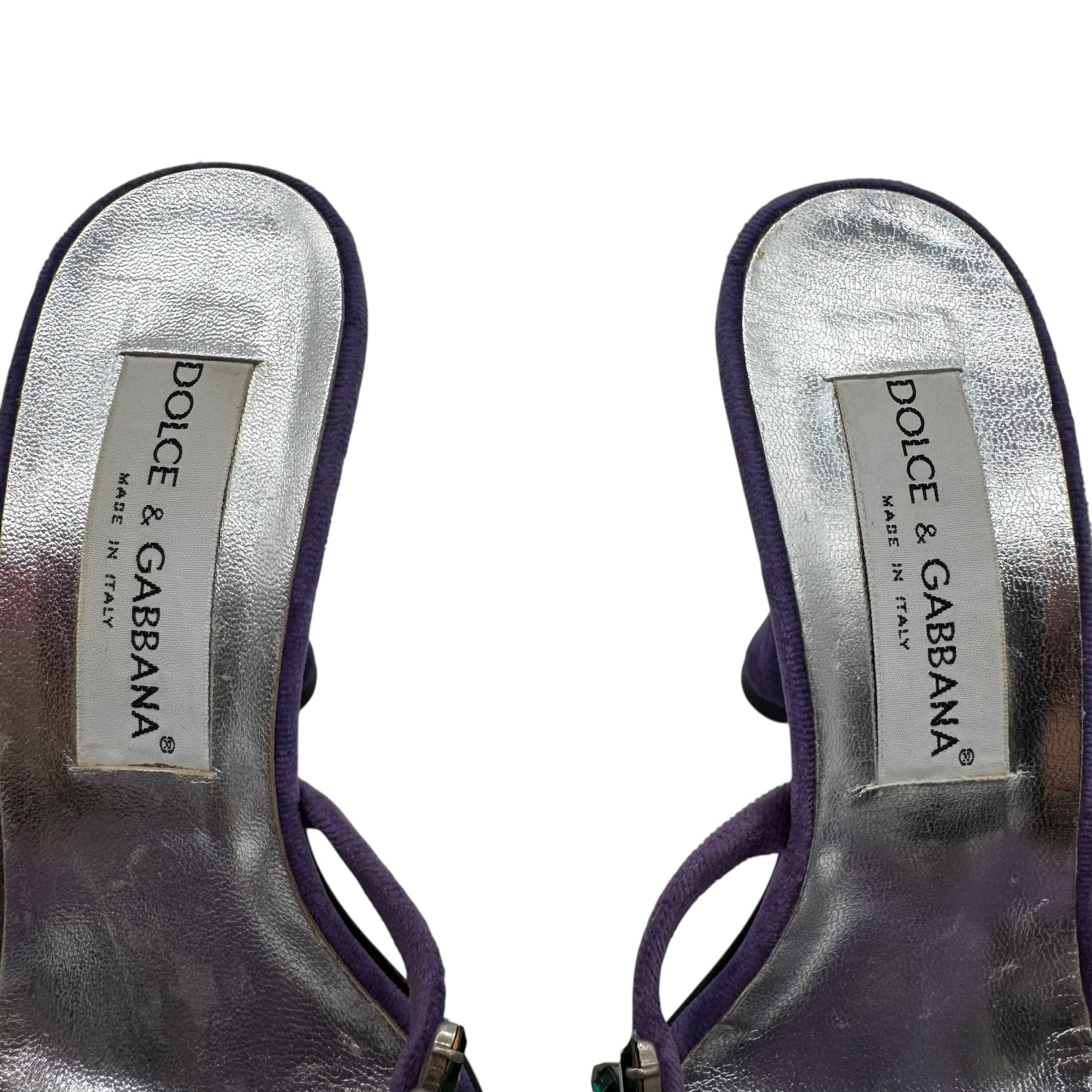 Dolce & Gabbana 90's Purple Velvet & Crystal Heeled Sandals - Outfit Repeater