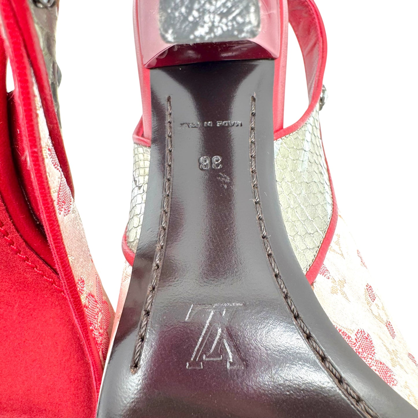 Louis Vuitton Murakami Cherry Blossom Silk & Python Sling-Back Heels RARE