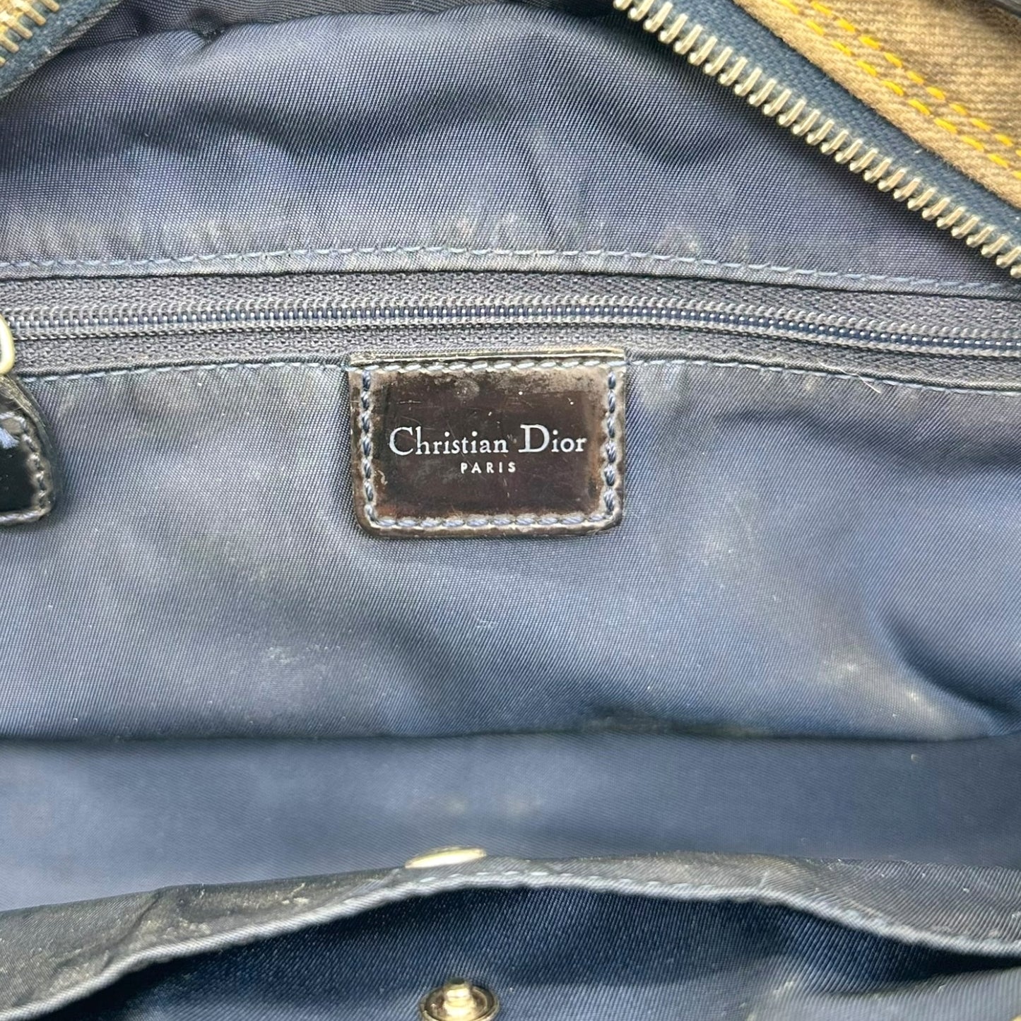 Christian Dior Miss Diorella Denim Printed Double Saddle Bowler Bag