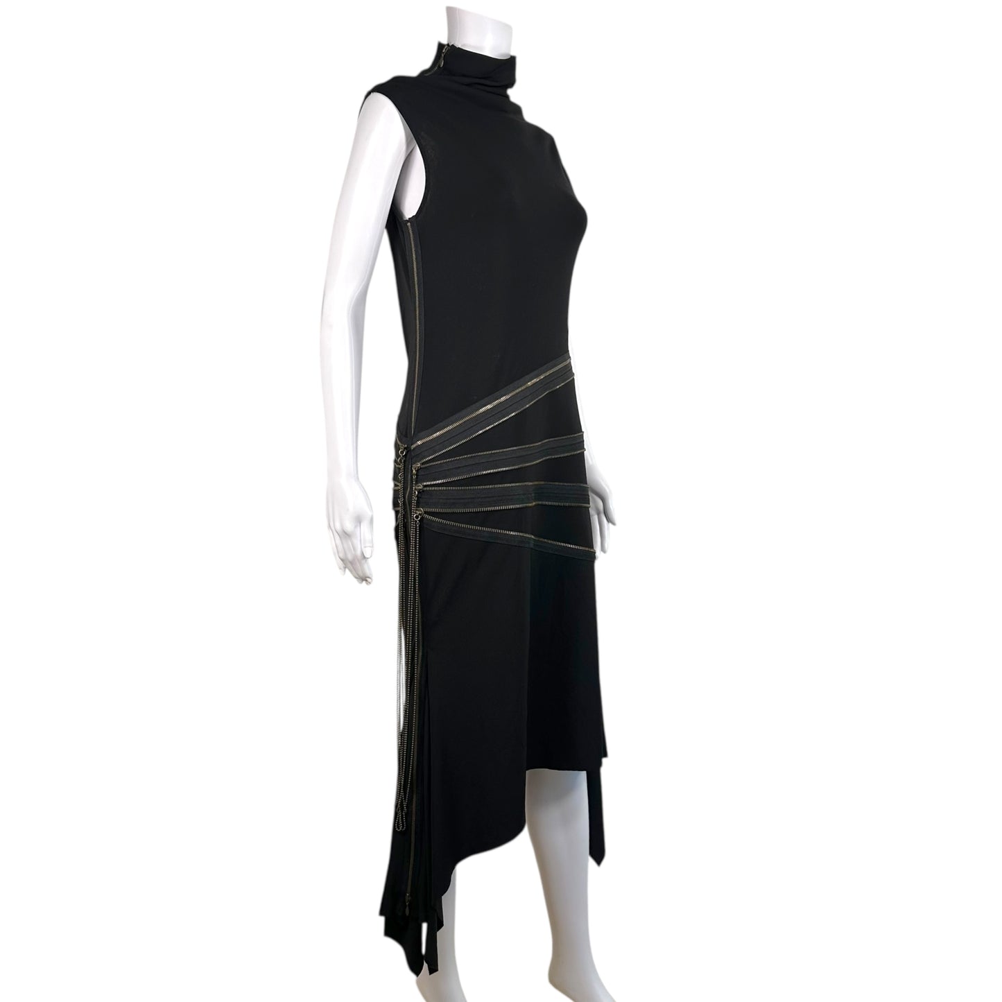 Jean Paul Gaultier Black Multi-Zipper Midi Dress