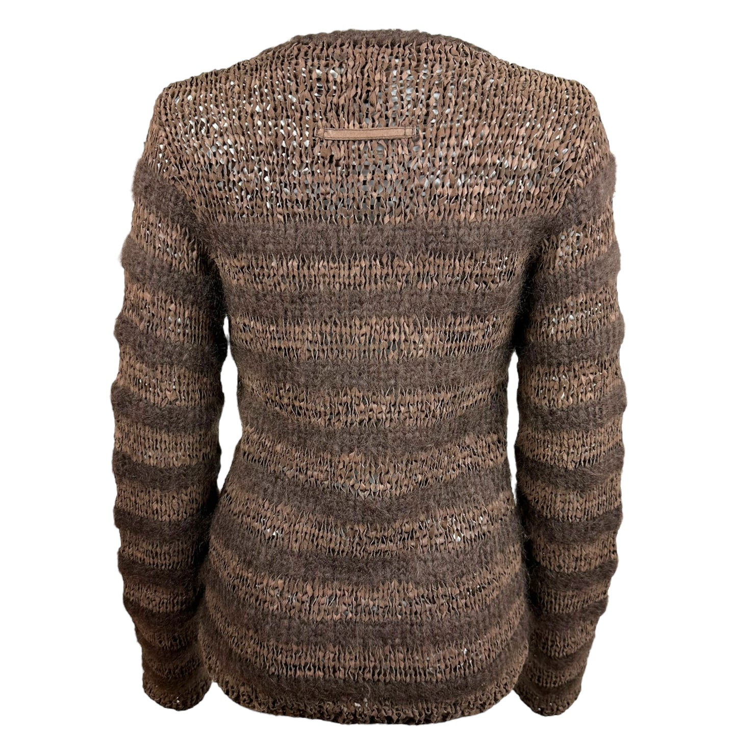 Jean Paul Gaultier Brown Striped Knit Zip Up Cardigan Sweater