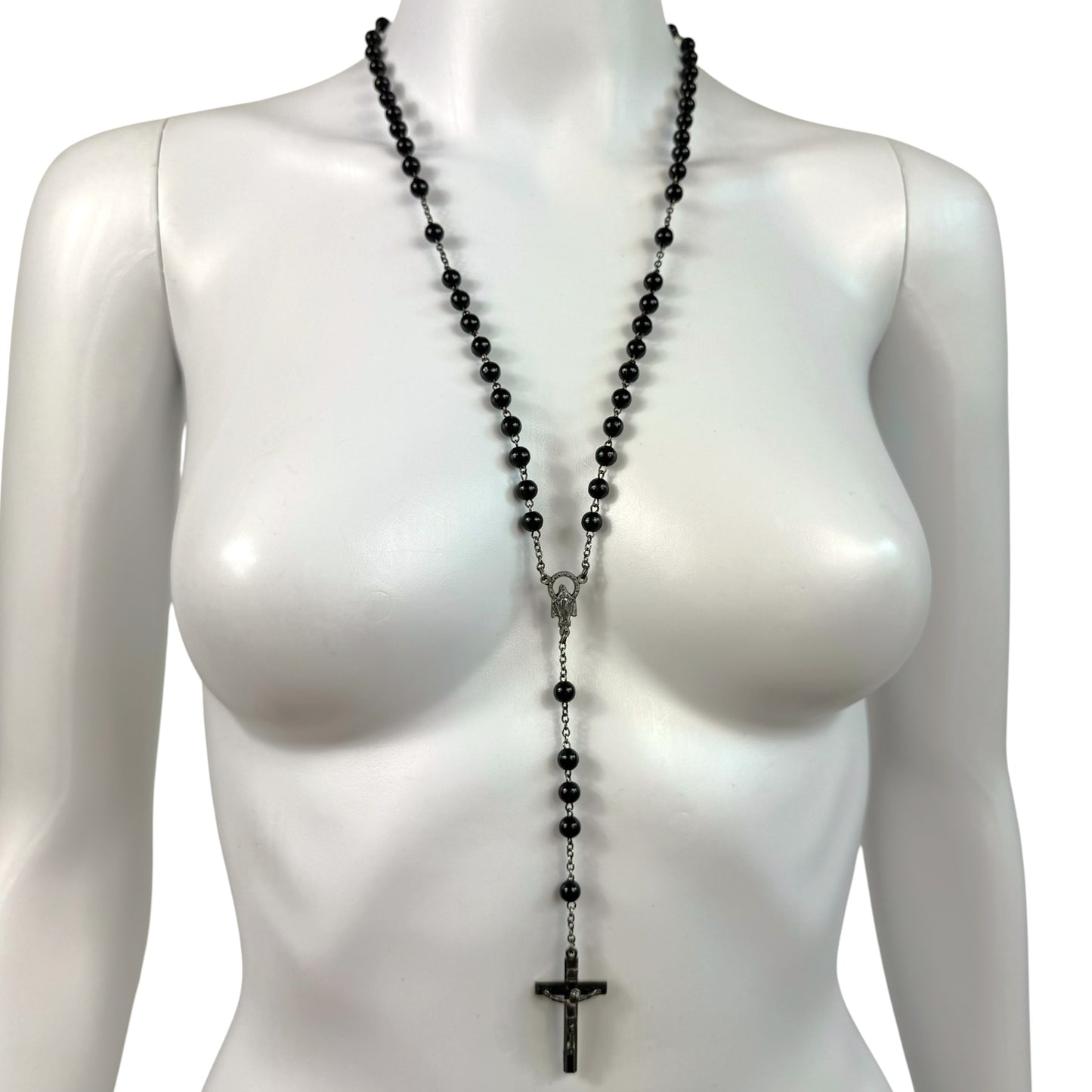 Dolce & Gabbana Black Beaded Rosary Necklace