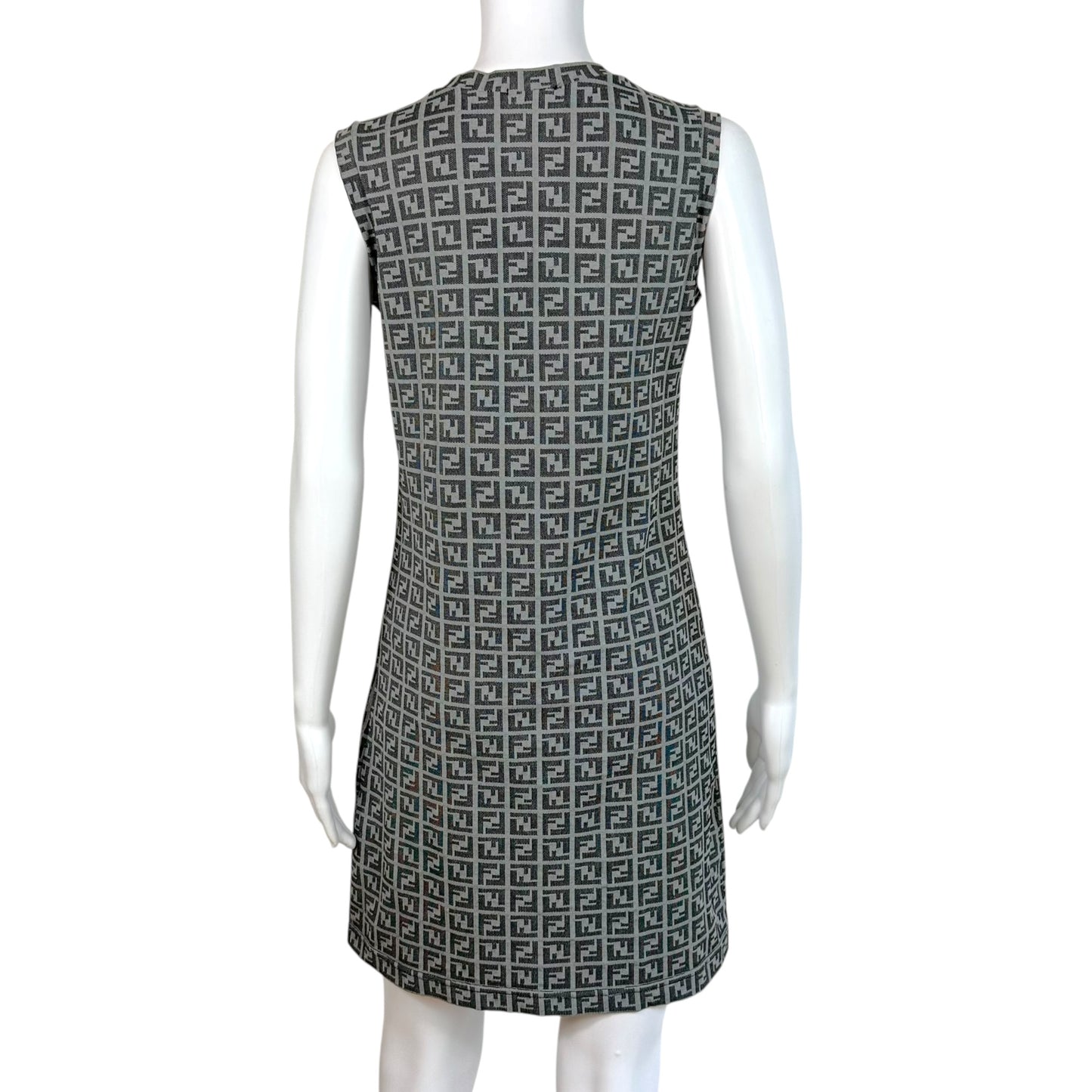 Fendi Gray Zucca Monogram Sleeveless Mini Dress
