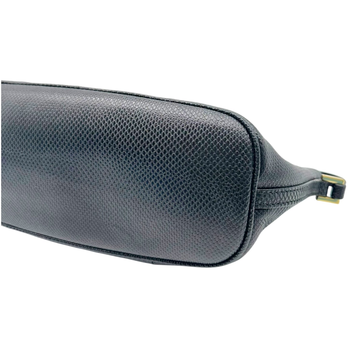 Gucci Black Gold Lizard Skin Boat Pochette Bag