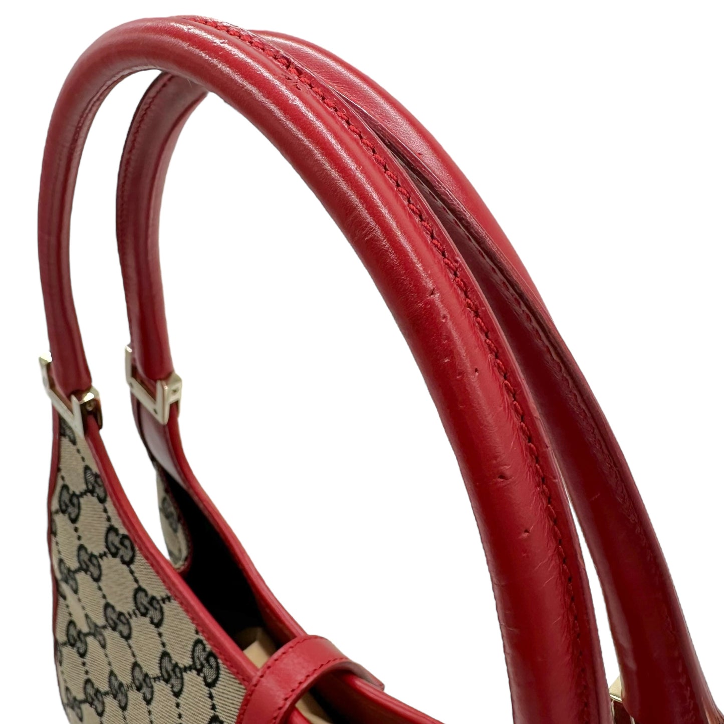Gucci Gray Monogram & Red Leather Mini Jackie Bag - Outfit Repeater