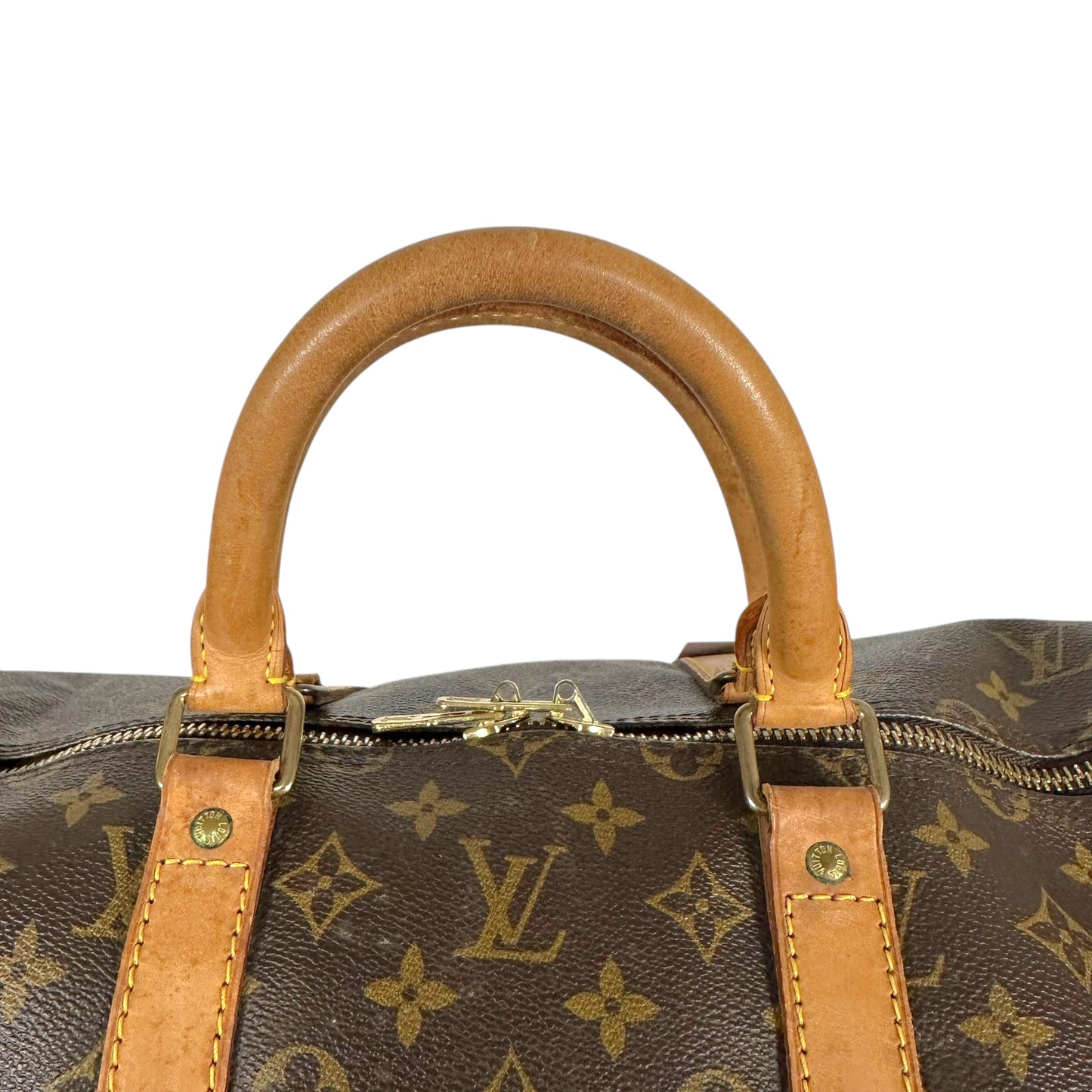 Louis Vuitton Monogram Duffle Bag Brown Leather